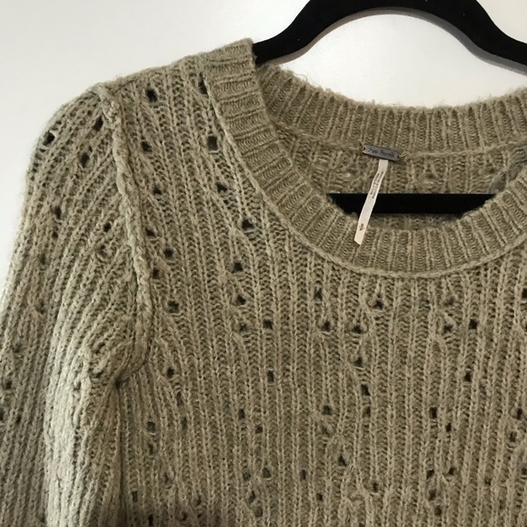 Free People Pointelle High Low Sweater Wool Small - Picture 4 of 10